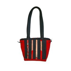 Red Leather & Denim Shoulder Purse Handmade from Australia